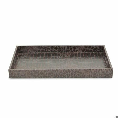 Homeroots Brown Faux Croc Serving Tray 401783